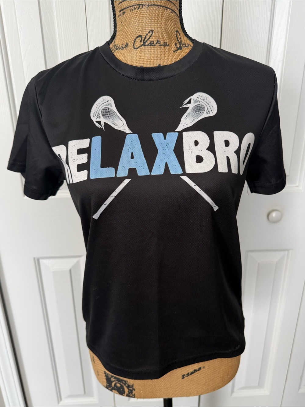 Black “Relax Bro” Lacrosse Short Sleeve Crew Neck Shirt
